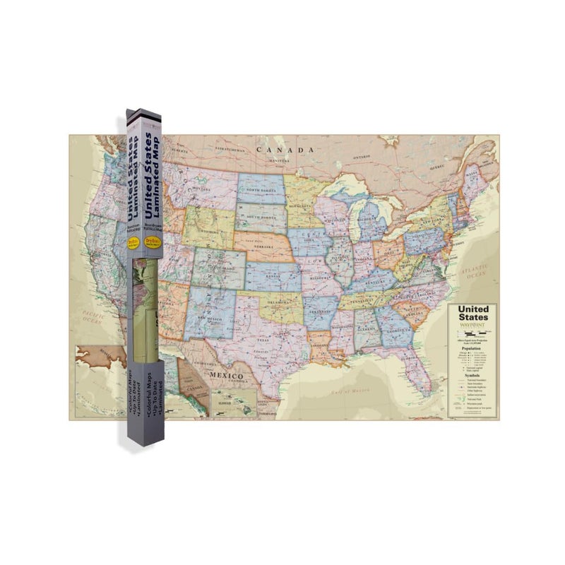 Waypoint Geographic Boardroom Series USA Wall Map, Antique-Style Laminated World Map Poster, Educational Wall Art For Home, Classroom, or Office, Unique Gifts, 24â€ x 36â€ - Image 1